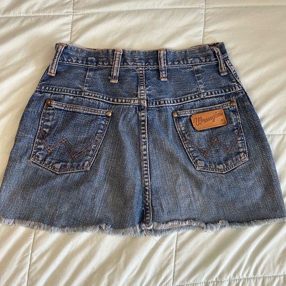 Wrangler Distressed Blue Denim Mini Skirt - Picture 2 of 3